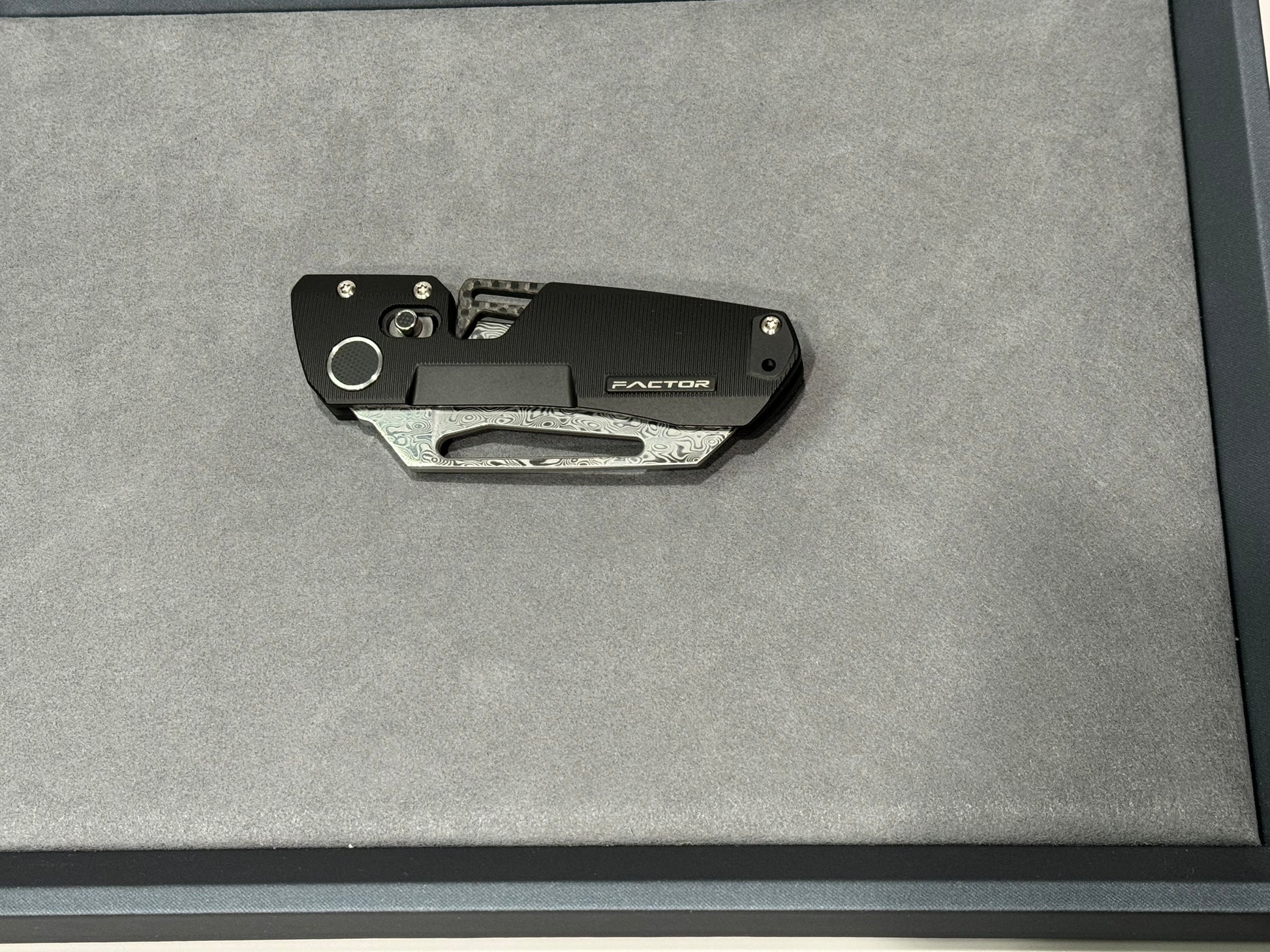 Winterblade-Winterblade - Factor B3 Black Coated Full Titanium, Damascus Blade w/ Flip Lever - Brand New-5-Urban Cutlery