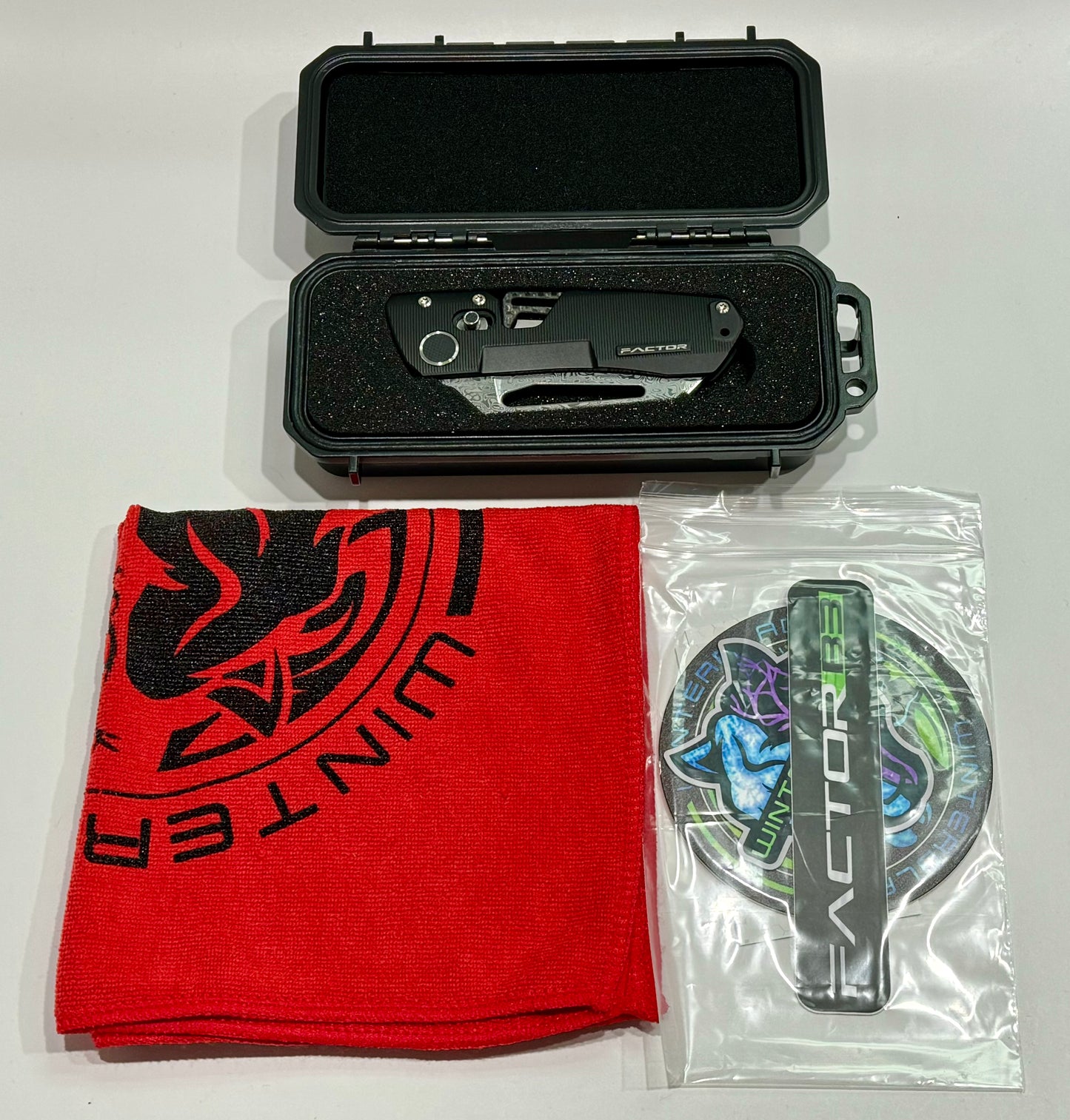 Winterblade-Winterblade - Factor B3 Black Coated Full Titanium, Damascus Blade w/ Flip Lever - Brand New-6-Urban Cutlery