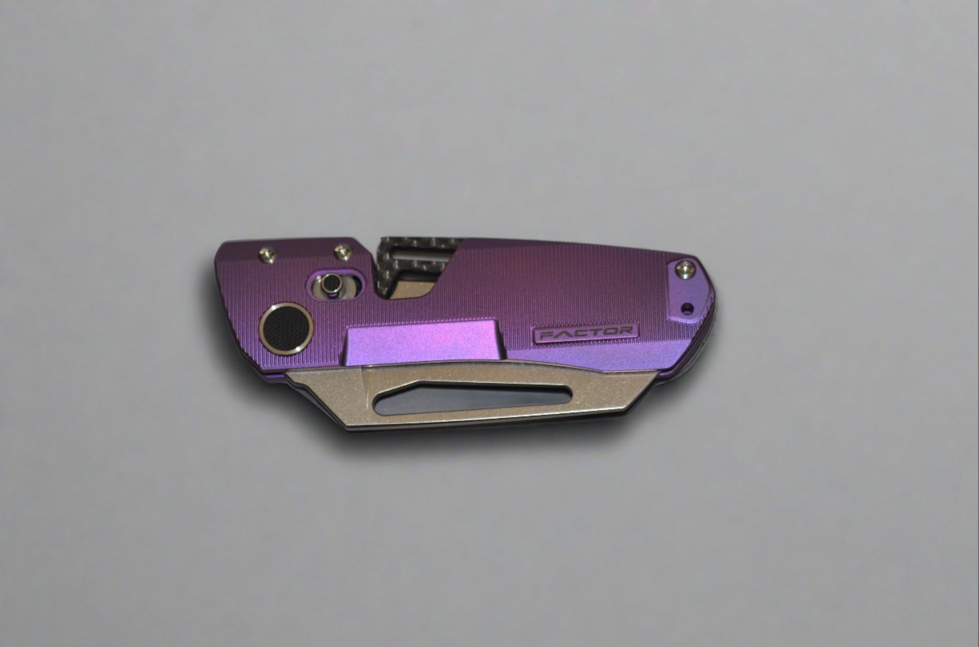Winterblade-Winterblade - Factor B3 Purple Ano Full Titanium, Stonewashed M390 Blade, Timascus Clip, w/ Flip Lever - Brand New-5-Urban Cutlery