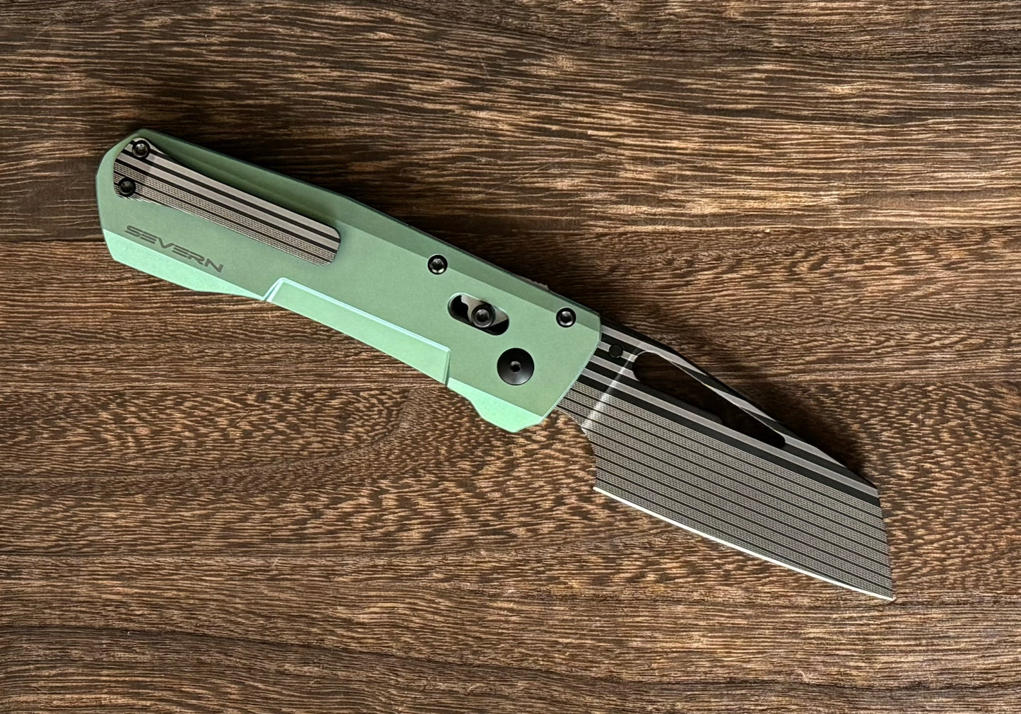 Winterblade-Winterblade - Severn Green Ano Titanium, Laser Bacon M390 Blade - Brand New-2-Urban Cutlery