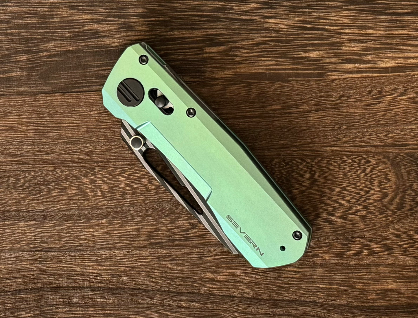 Winterblade-Winterblade - Severn Green Ano Titanium, Laser Bacon M390 Blade - Brand New-3-Urban Cutlery